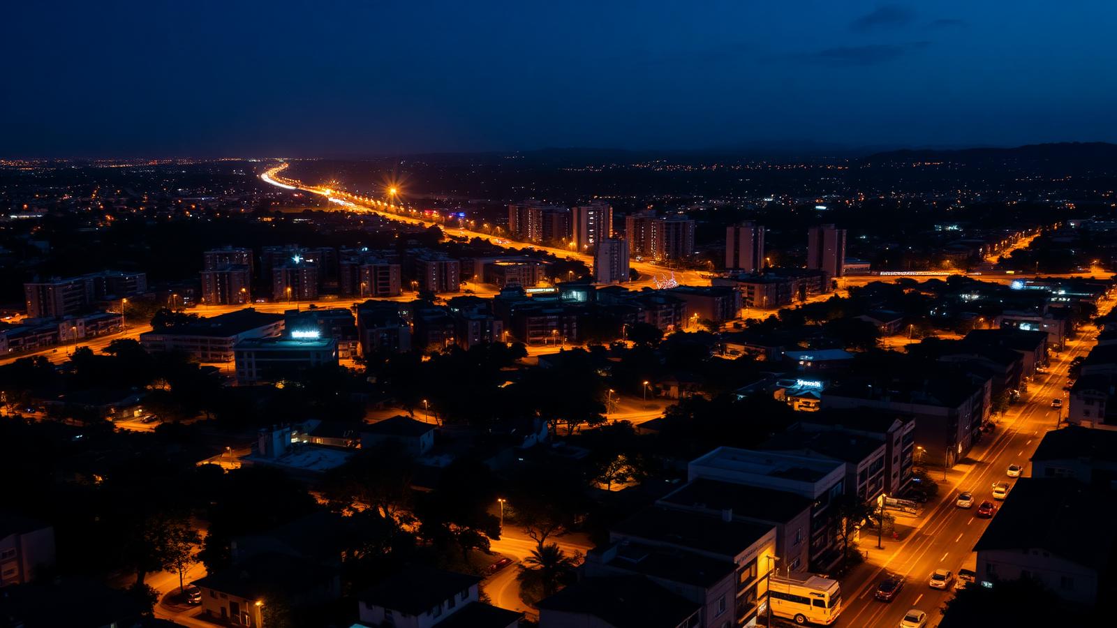 Alberton and Johannesburg South at night, locksmith service area